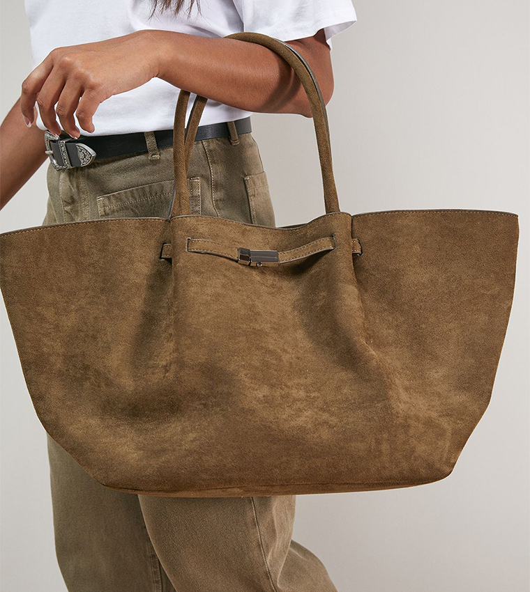 Topic Faux Suede Tote Bag