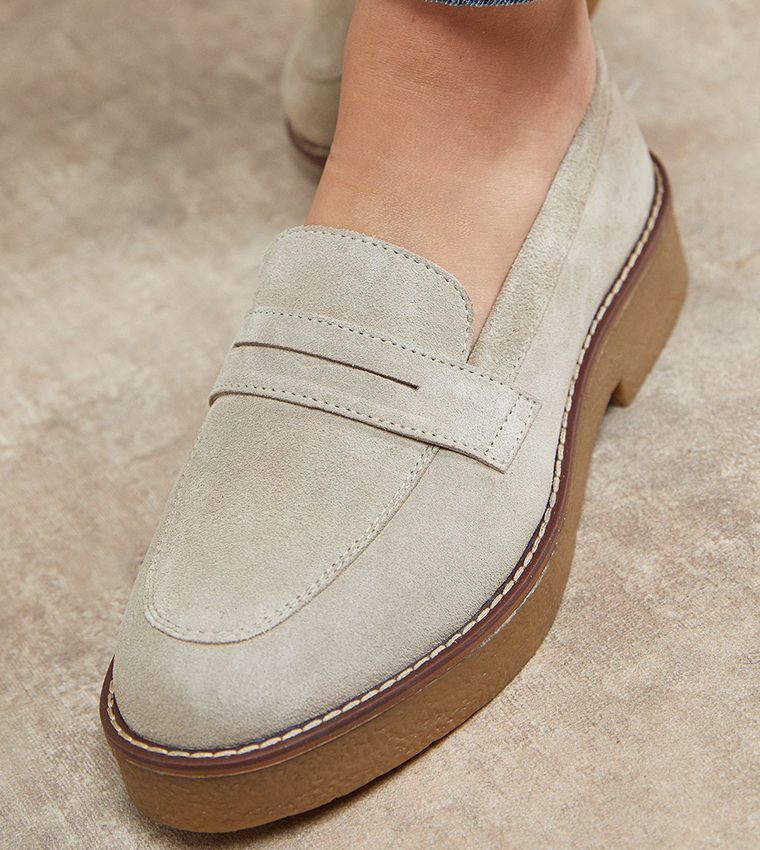 Suede Chunky Penny Casual Loafers
