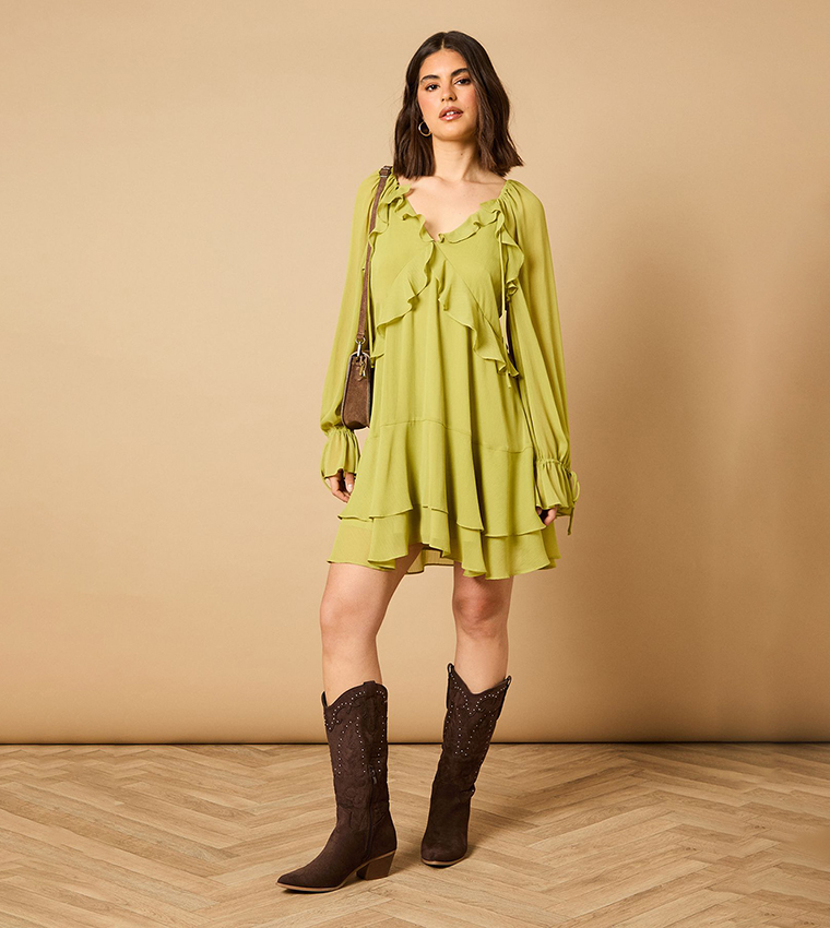 Liana Faux Suede Studded Western Knee-High Cowboy Boots