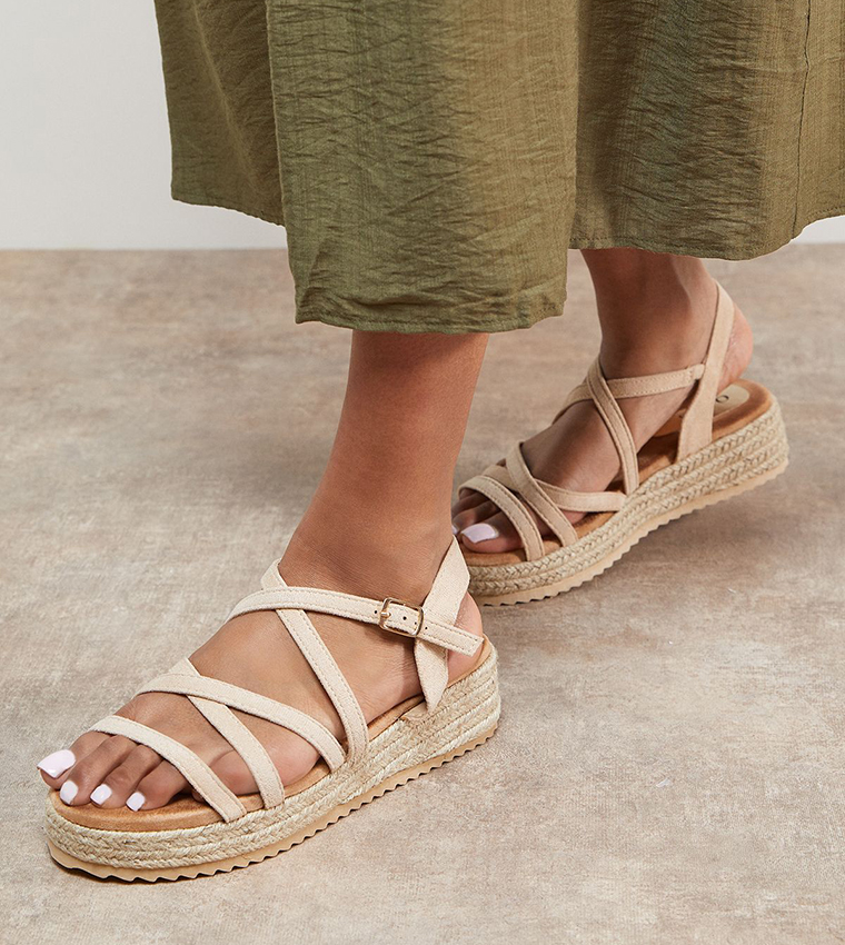 Kenza Faux Suede Strappy Espadrille Wedge Sandals