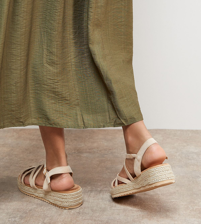 Kenza Faux Suede Strappy Espadrille Wedge Sandals