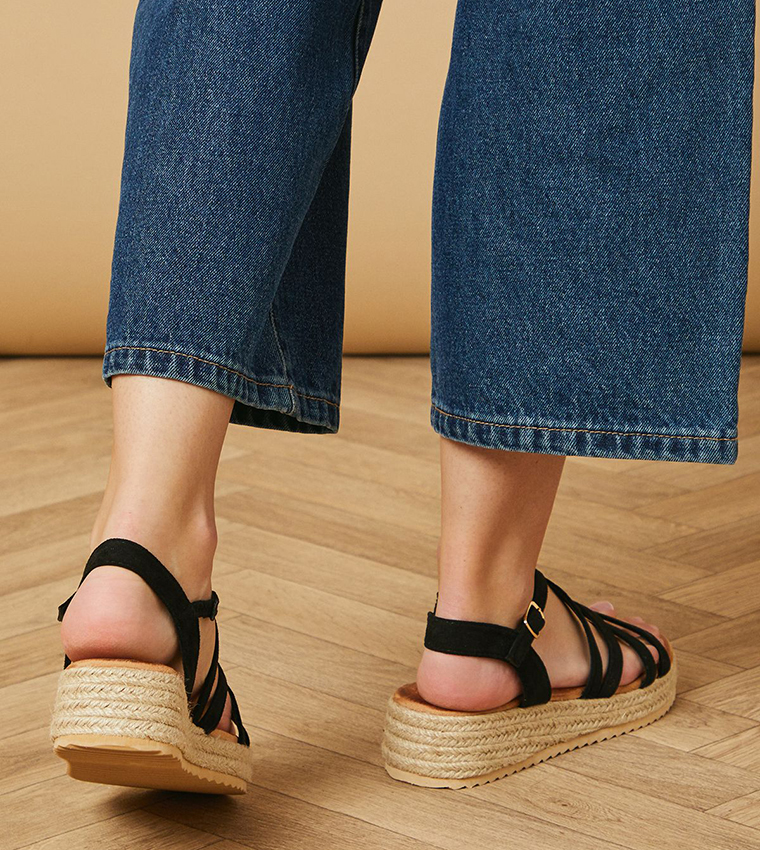 Kenza Faux Suede Strappy Espadrille Wedges