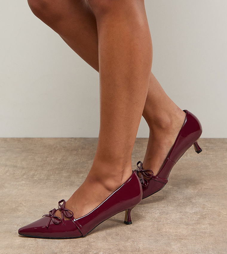 Rita Faux Patent Leather Double Bow Pumps