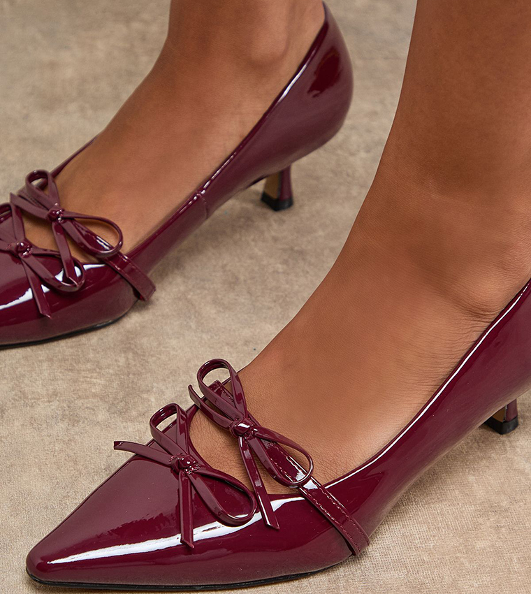 Rita Faux Patent Leather Double Bow Pumps