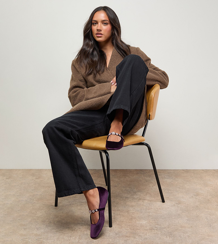 Jem Velvet Flower Brooch Detail Mary Janes