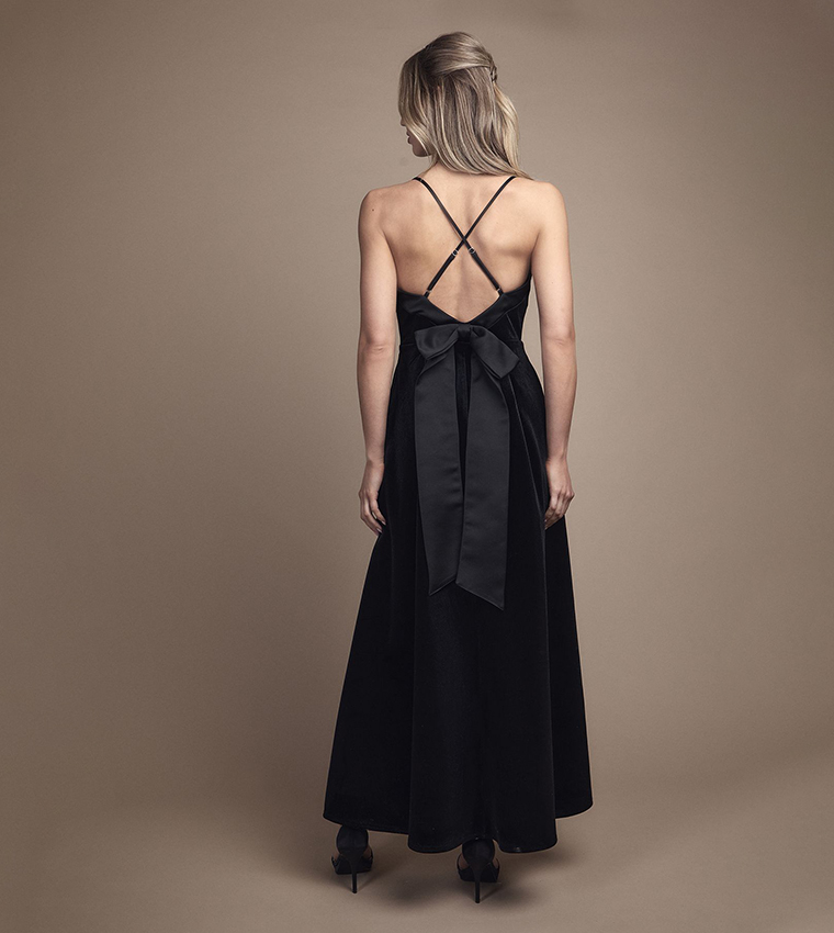 Buy Oasis Satin Tie Shoulder Cowl Front Midaxi Bridesmaid Dress In Black