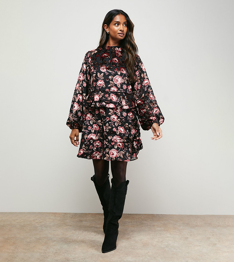 Devore Tiered Boho Mini Dress