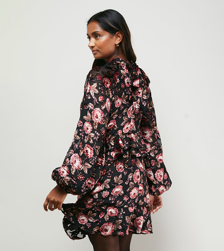 Devore Tiered Boho Mini Dress