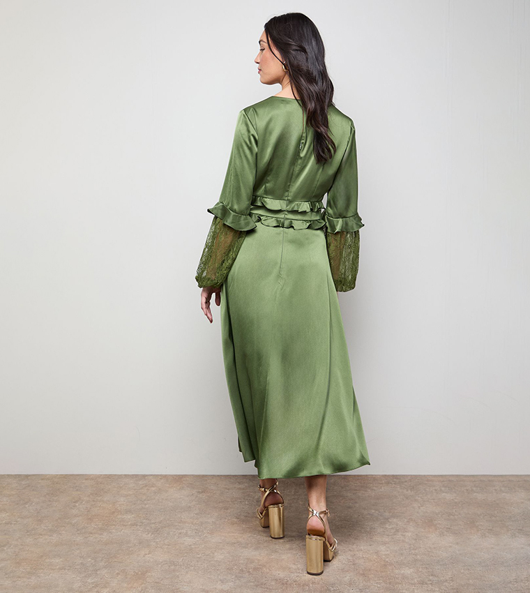 oasis green wrap dress Sweetheart Neckline Maxi Dress in Sage Green - 8 main image 1