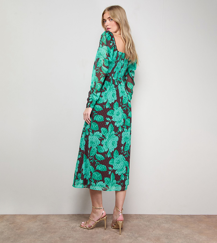 فستان ميدي شيفون بطبعة 