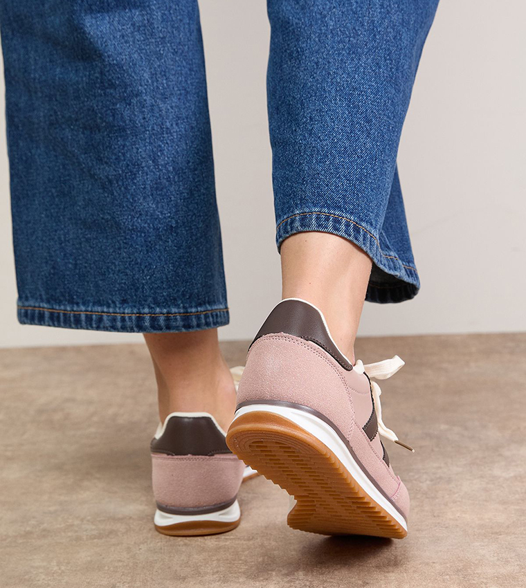 Ingrid Mixed Material Lace Up Sneakers