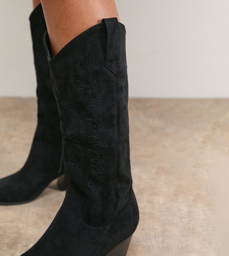 Kara Patterned Faux Leather Calf Boots