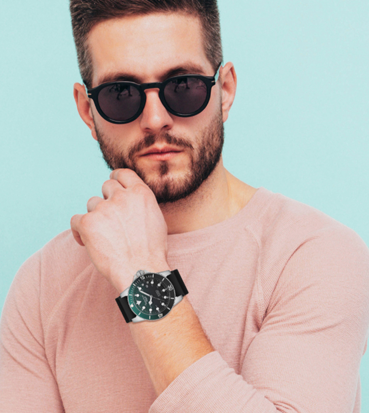 Dark Green Dial Analog Watch