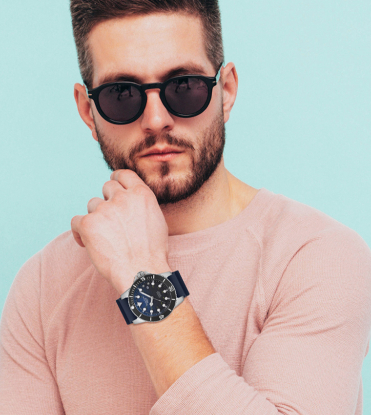 Blue Dial Analog Watch