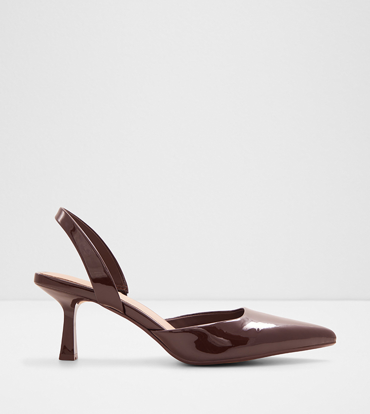 Dark brown slingback pumps store