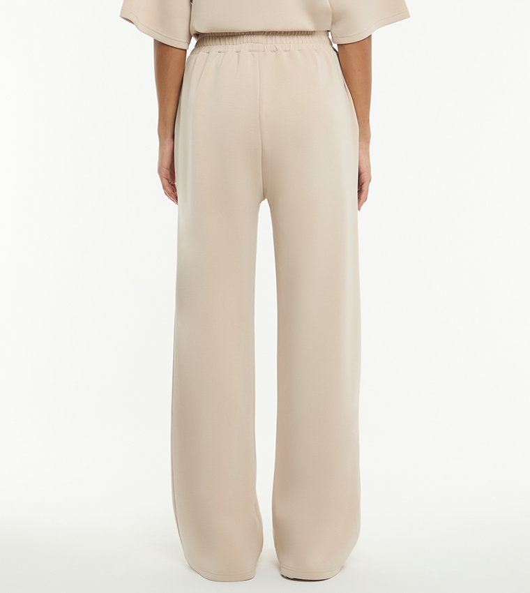 بنطال مريح سادة بخصر مرن 