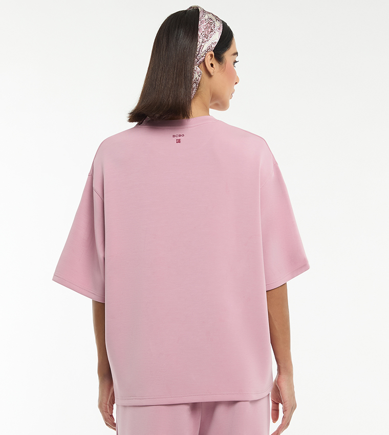 Solid Short Sleeves Oversized Modal Scuba T-Shirt