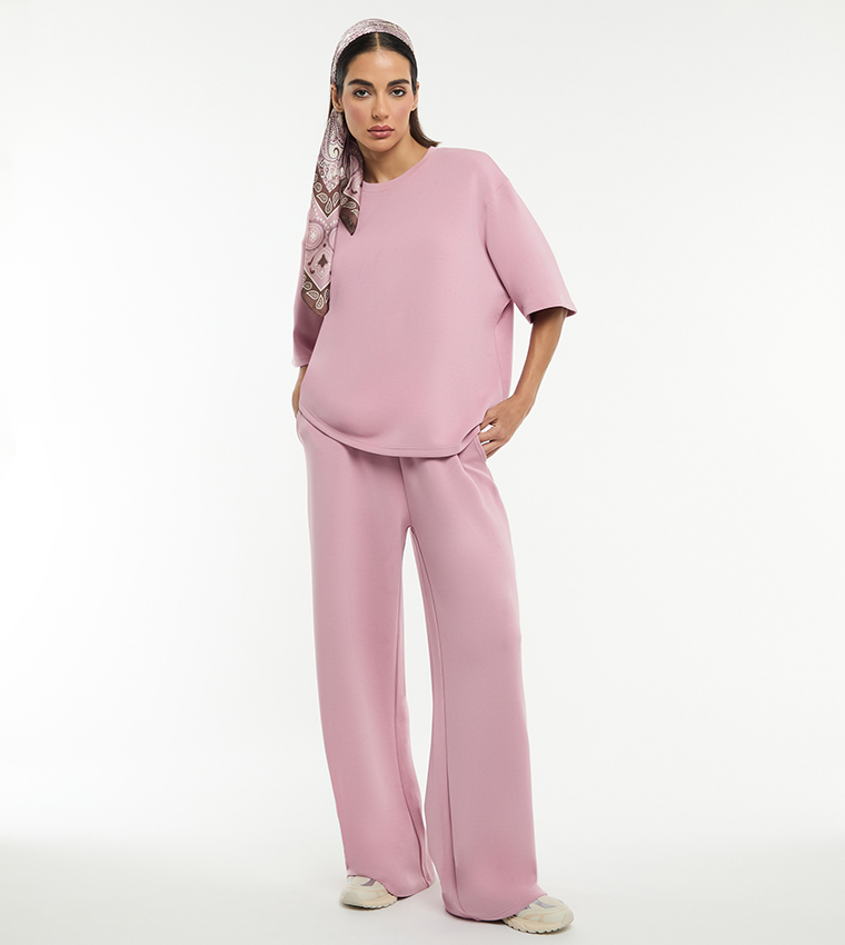 Solid Short Sleeves Oversized Modal Scuba T-Shirt