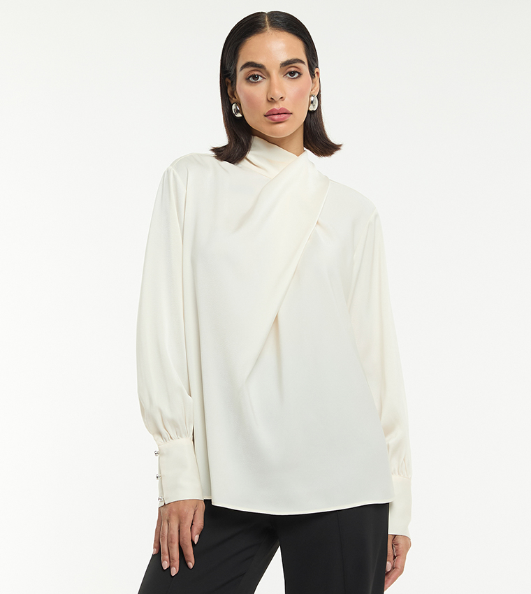 Solid Ruched Long Sleeves Top