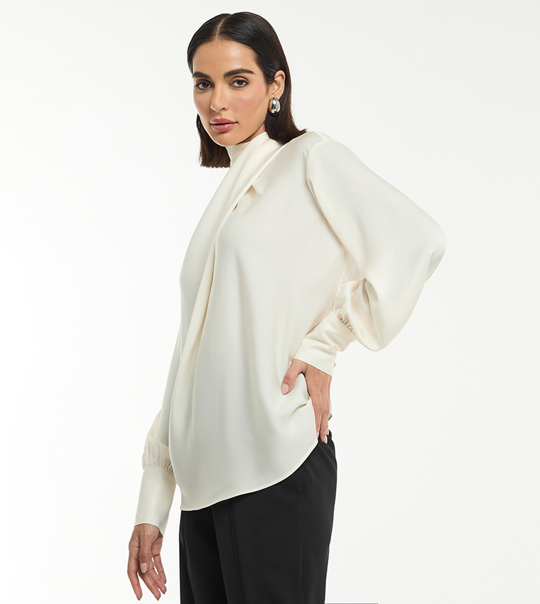 Solid Ruched Long Sleeves Top