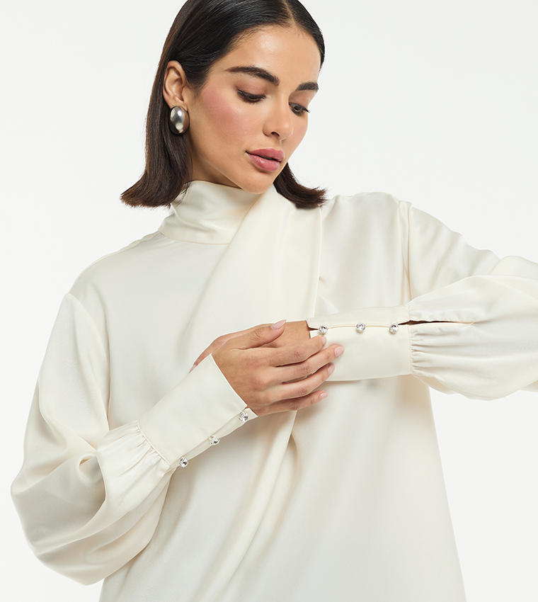 Solid Ruched Long Sleeves Top