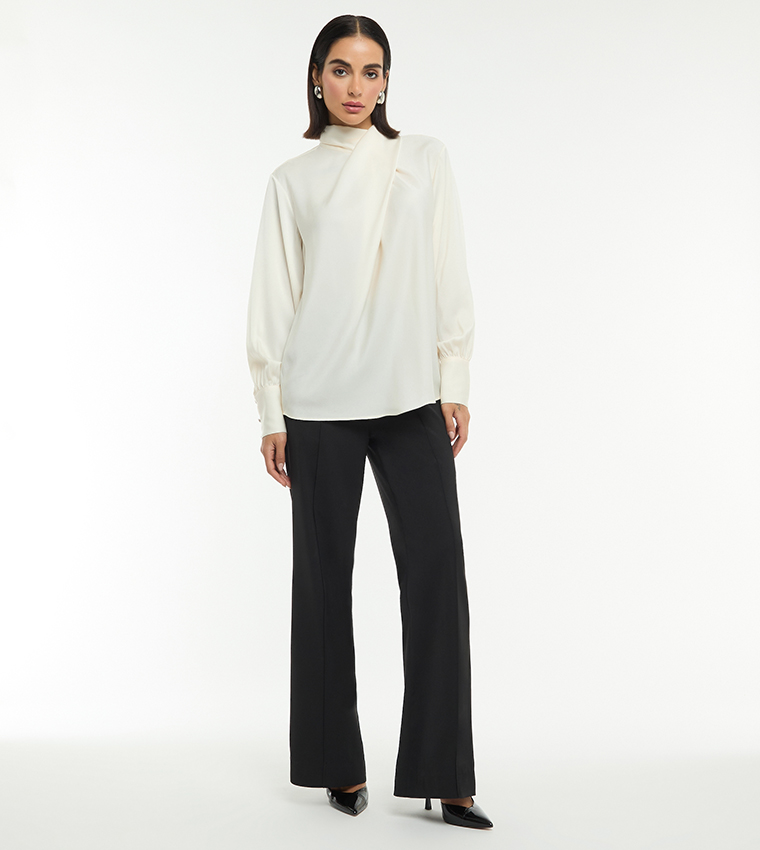 Solid Ruched Long Sleeves Top