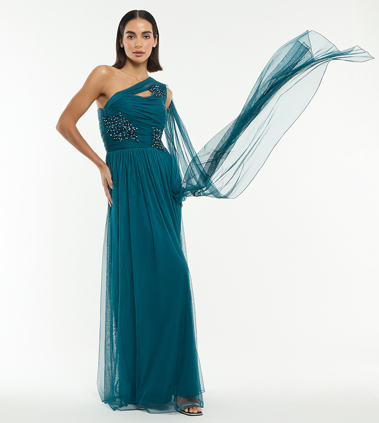 فستان ماكسي بكتف واحد 