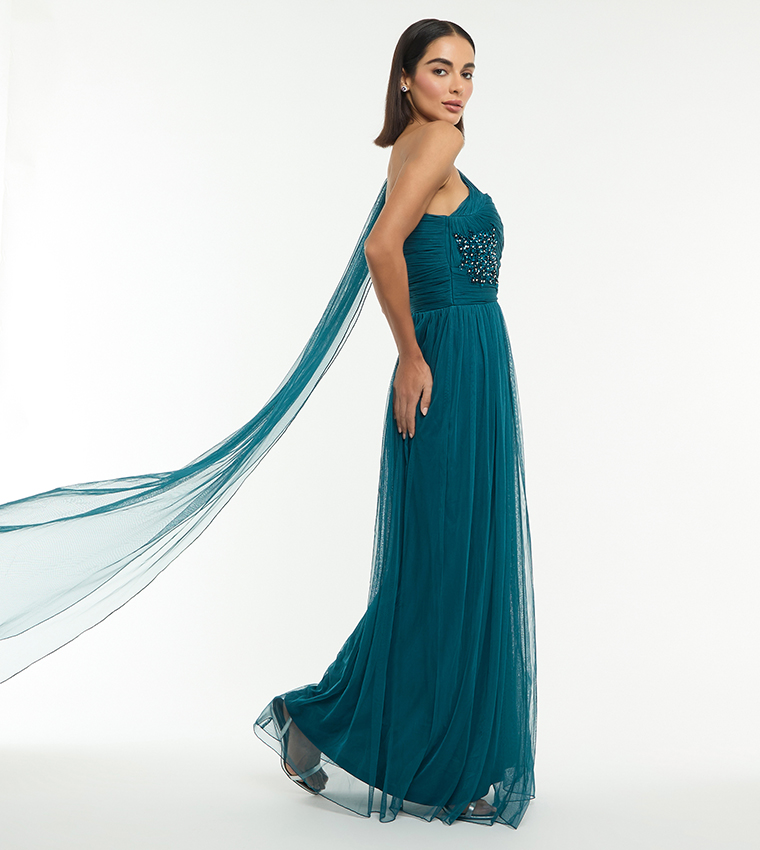 فستان ماكسي بكتف واحد 