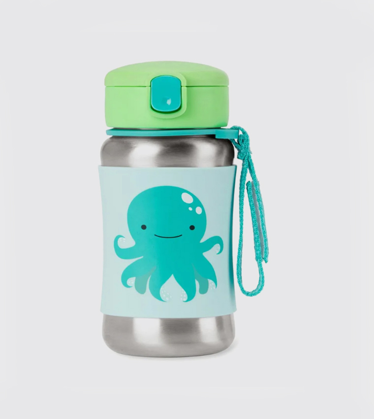 Skip Hop Zoo Octopus Stainless Steel Straw Water Bottle