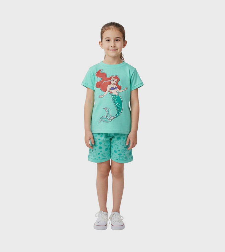 طقم بيجاما بقبة مستديرة بطبعة ذا ليتل ميرميد