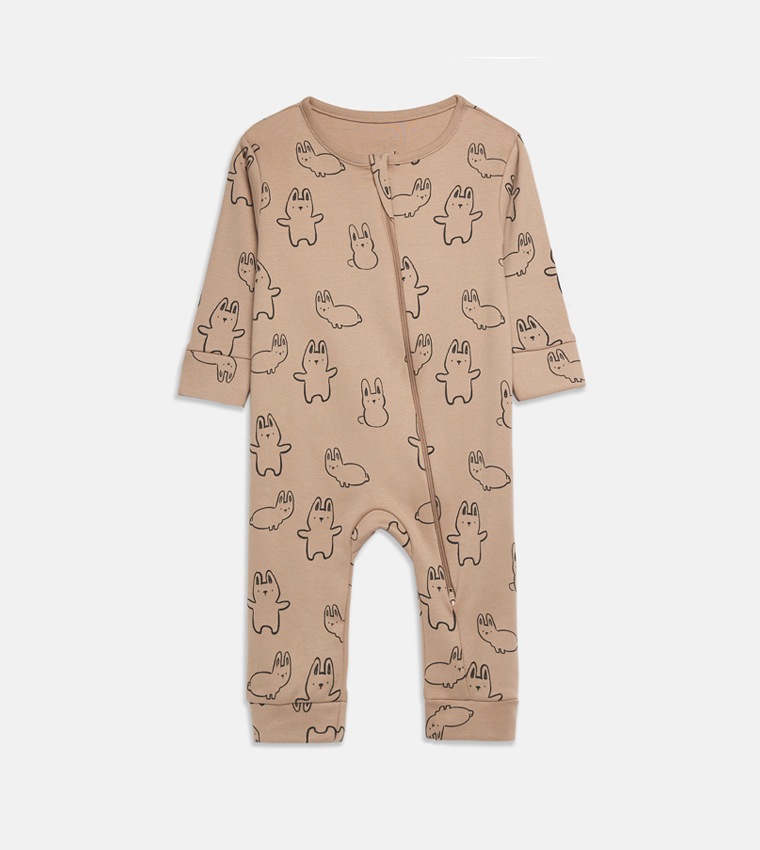 سليب سوت بطبعة وكم طويل - 3 قطع 