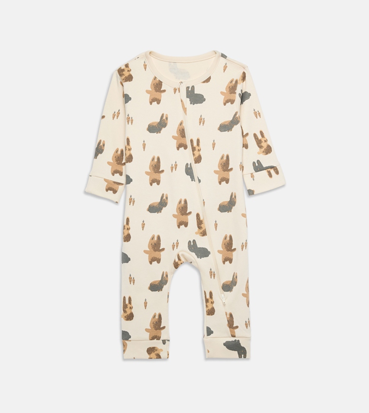 سليب سوت بطبعة وكم طويل - 3 قطع 