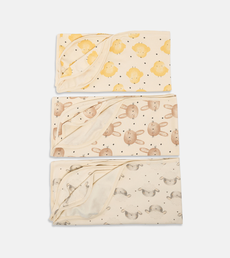 3-Pack Printed Receiving Blankets