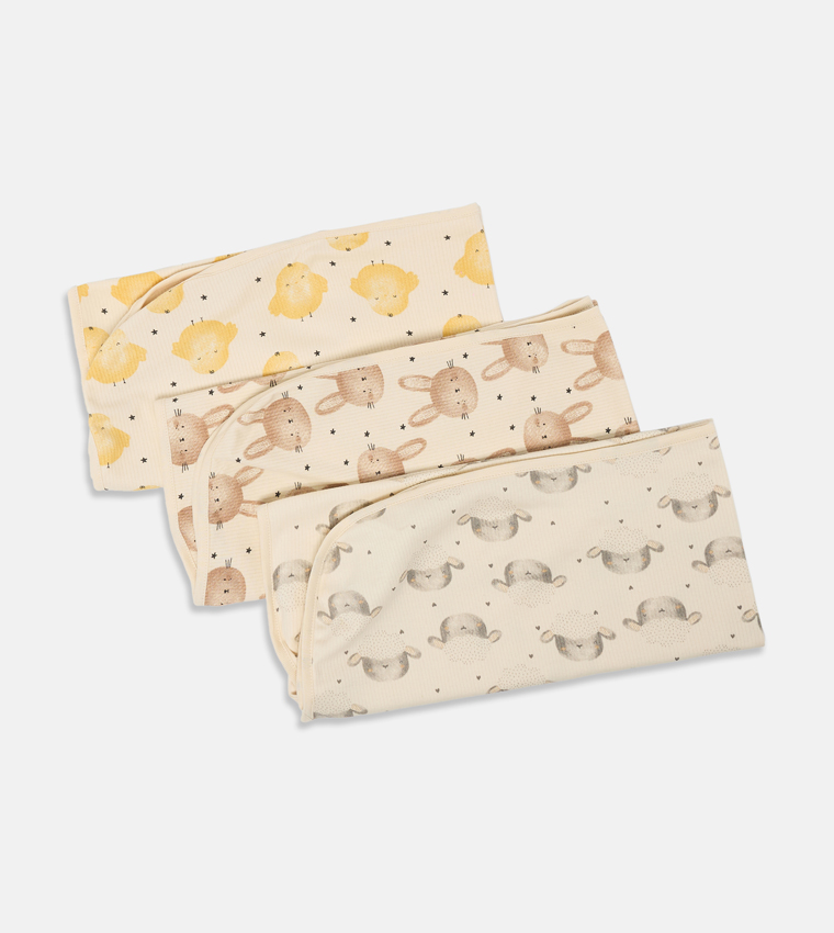 3-Pack Printed Receiving Blankets
