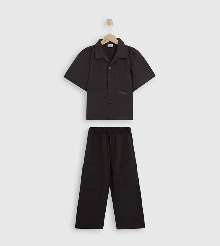 Short Sleeves Revere Collar Co-Ord Set