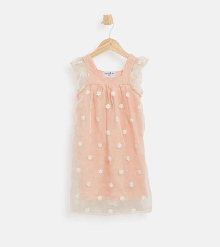 Embroidered Sleeveless Mesh Dress