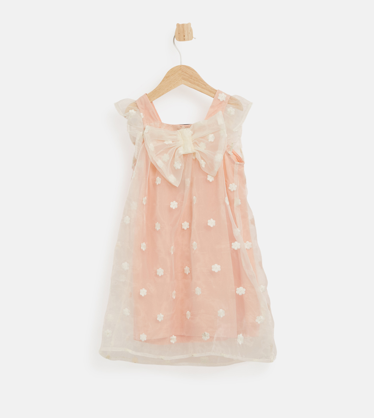 Embroidered Sleeveless Mesh Dress
