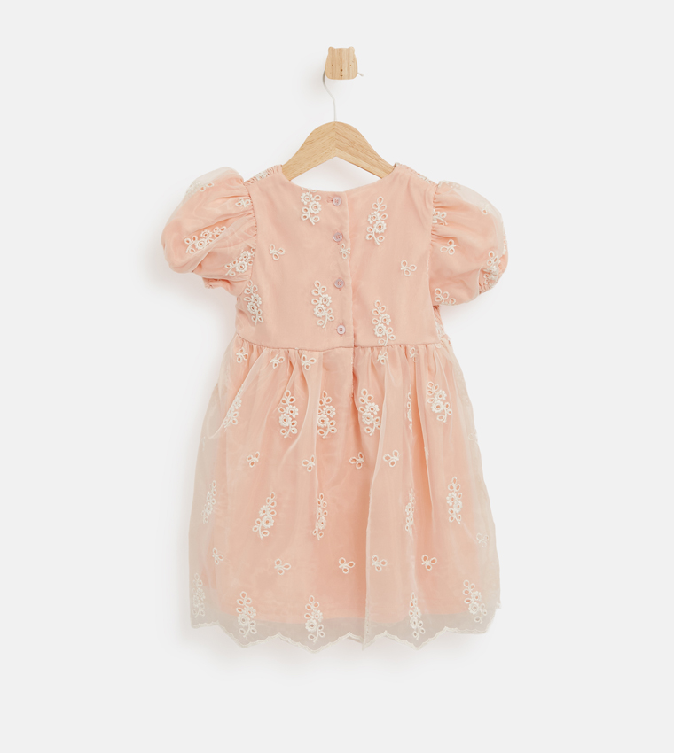 Embroidered Sleeveless Mesh Dress