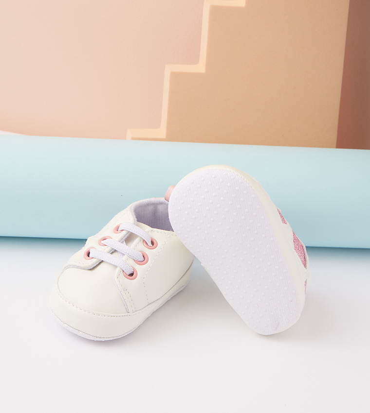 Glitter Soft Sole Lace-Up Shoes