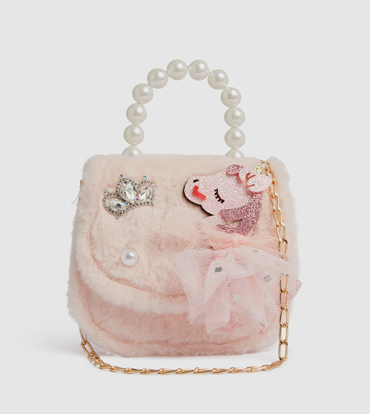 Appliqued Flap Top Handle Bag
