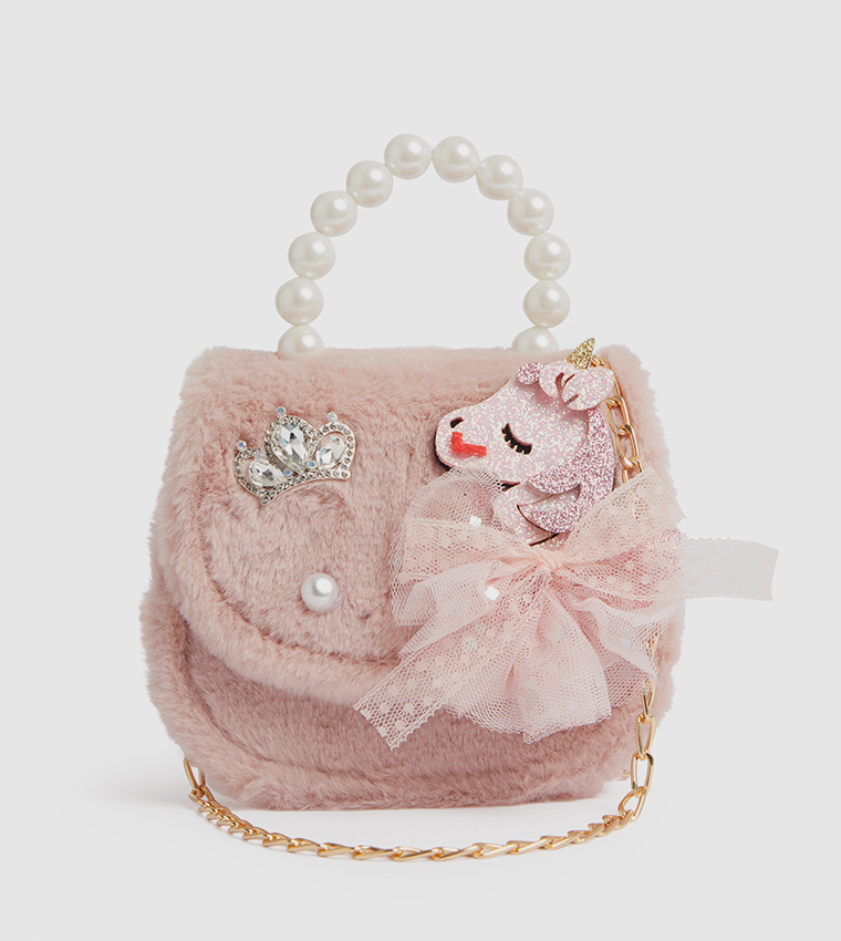 Appliqued Flap Top Handle Bag