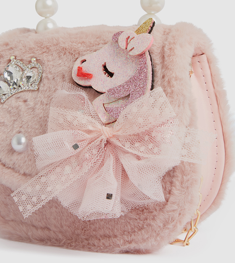 Appliqued Flap Top Handle Bag