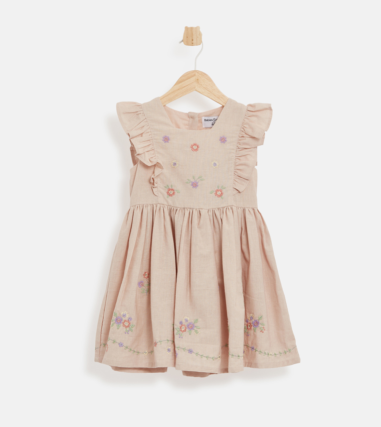 Embroidered Sleeveless Mesh Dress