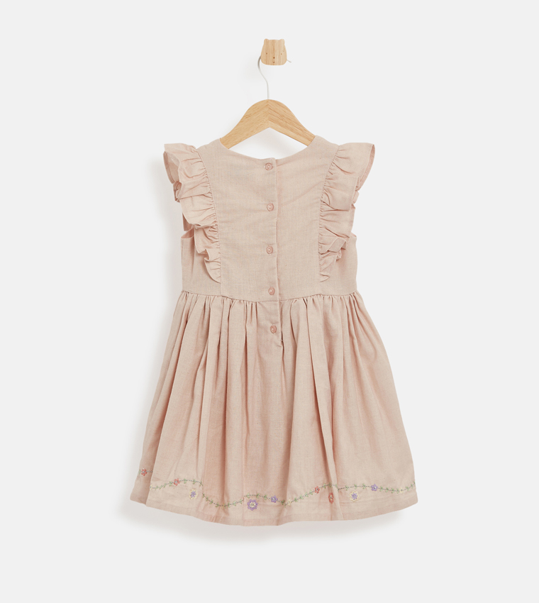 Embroidered Sleeveless Mesh Dress