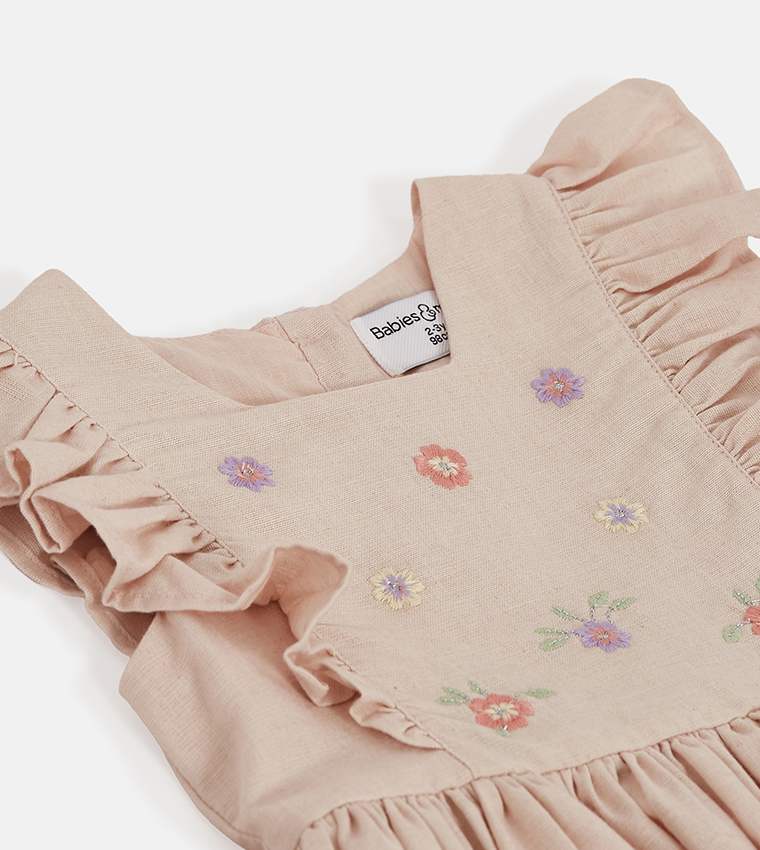 Embroidered Sleeveless Mesh Dress