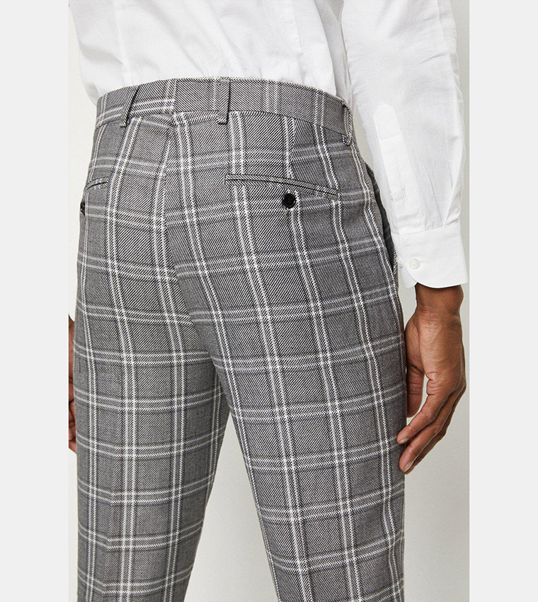 Buy Burton Skinny Fit Grey Textured Check Suit Trousers In Grey 6thStreet UAE