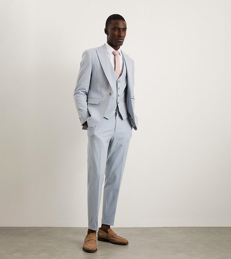 Buy Burton Skinny Fit Pale Blue End On End Blazer In Blue