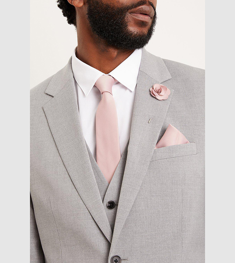 Wedding Tie Set with Matching Lapel Pin