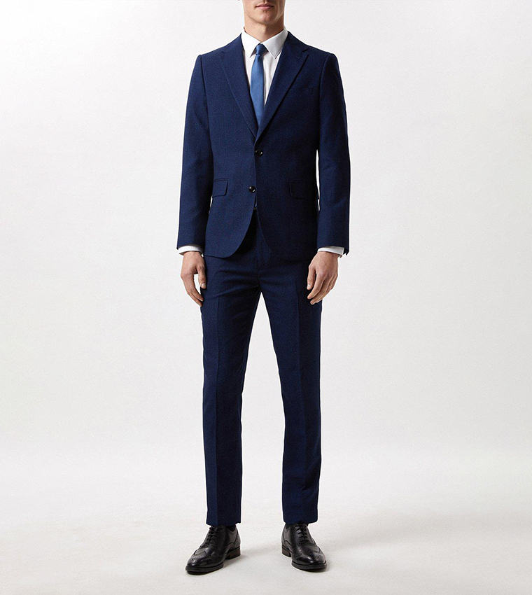Buy Burton Slim Fit Blue Semi Plain Blazer In Navy 6thStreet UAE