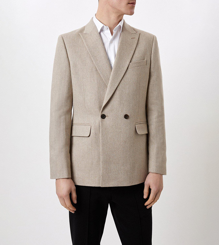 Buy Burton Slim Fit Basket Weave Blazer In Beige 6thStreet UAE